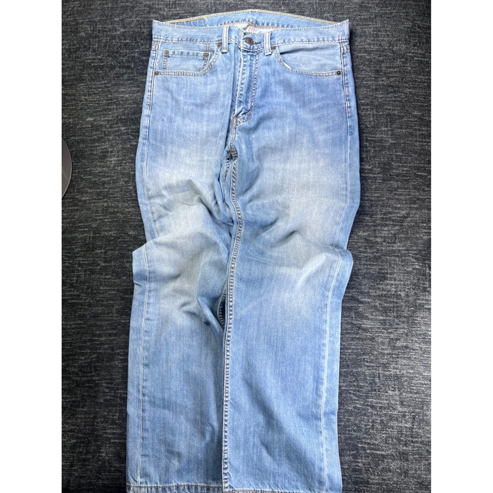 Levi's 505 Regular Fit Jeans Mens 34x30 Light Wash‎ Straight Leg Denim Blue